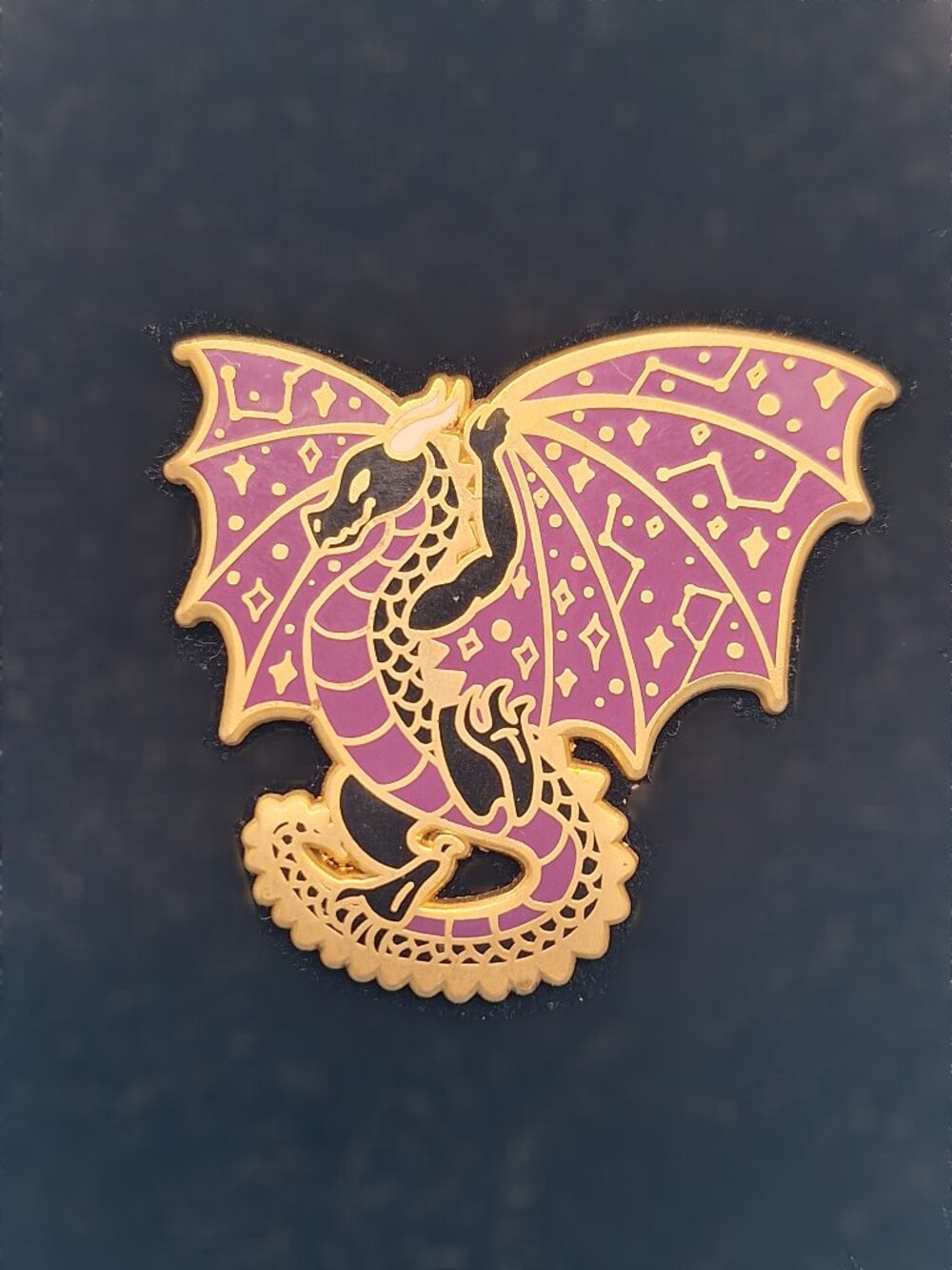 Pin & Tonic Shop Purple and Black Starry Constellation Dragon gold enamel pin